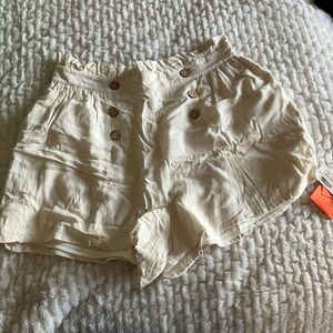 Women's Cream Button-Front Shorts